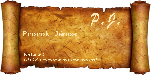 Prorok János névjegykártya
