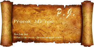 Prorok János névjegykártya